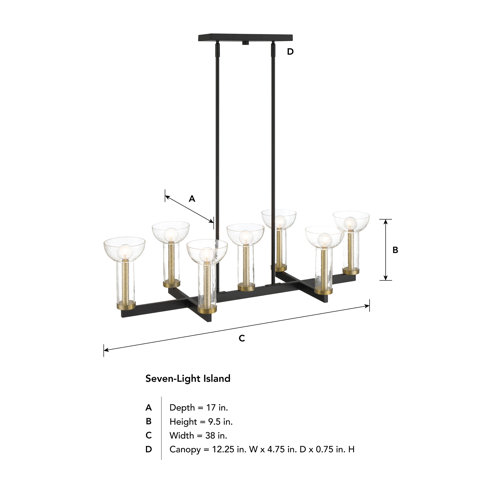 Everly Quinn 7 Light Matte Black Kitchen Island Pendant Wayfair